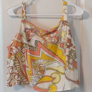 ModCloth Pink & Yellow Patterned Tank Top - Size Large